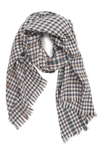 Women's Saachi Houndstooth Plaid Oblong Scarf, Size - Grey