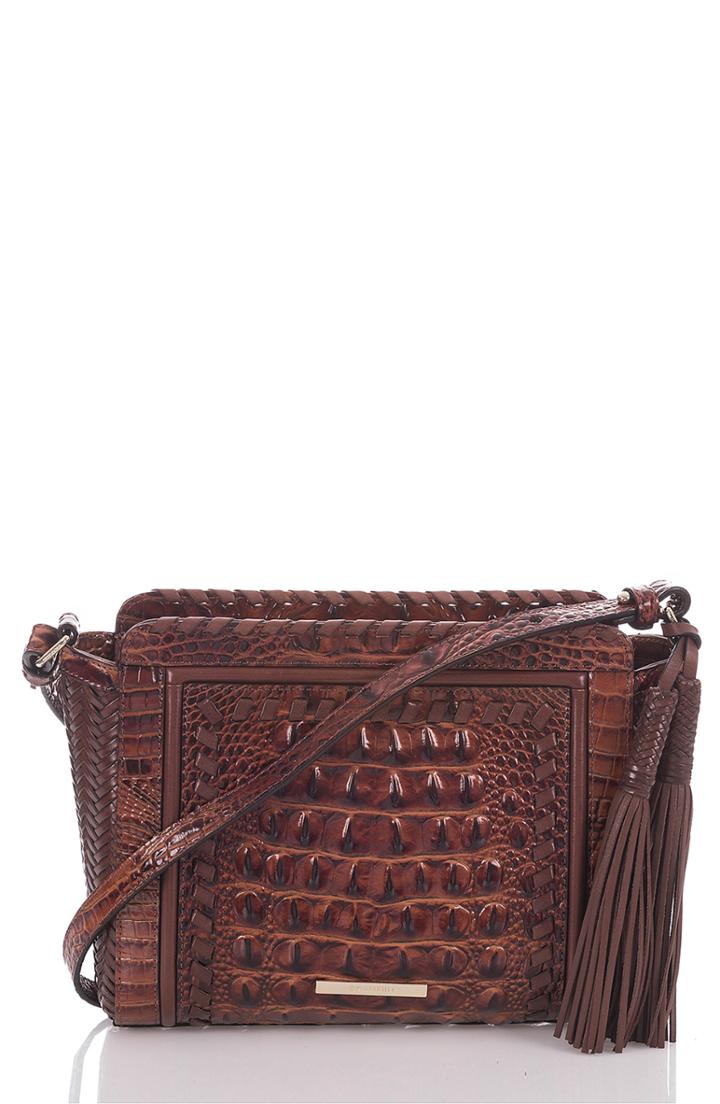Brahmin Carrie Croc Embossed Leather Crossbody Bag - Brown