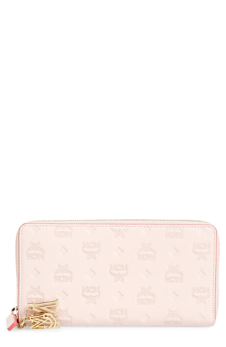 Women's Mcm Klara Leather Zip Wallet - Pink