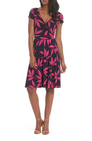 Women's Maggy London Leaf Print Faux Wrap Dress - Blue