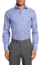 Men's Lorenzo Uomo Trim Fit Textured Gingham Dress Shirt - 34 - Blue