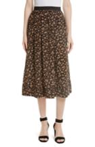 Women's Tracy Reese Dirndl Silk Floral Midi Skirt - Black