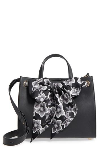 Salvatore Ferragamo Foulard Leather Satchel With Scarf - Black