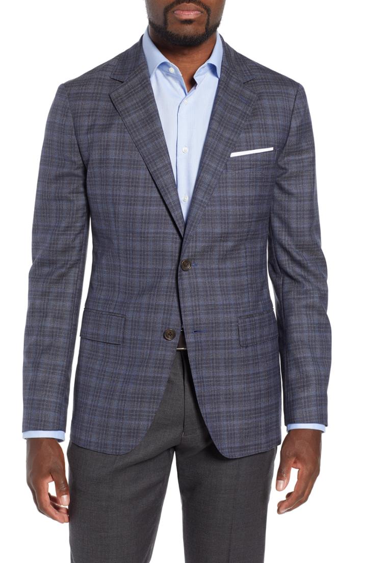 Men's Bonobos Slim Fit Unconstructed Plaid Blazer S - Grey