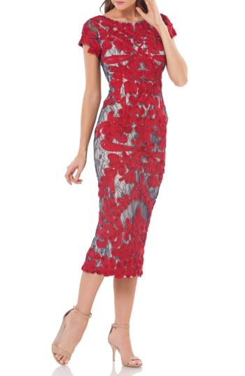 Women's Js Collections Soutache Lace Midi Dress - Red
