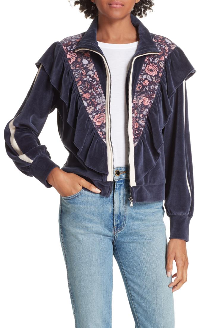 Women's La Vie Rebecca Taylor Toile Cotton Blend Velour Jacket