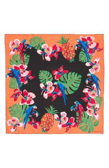 Women's Valentino Tropical Dream Square Silk Scarf, Size - Black