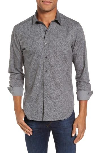 Men's Jeff Slim Fit Print Sport Shirt - Grey