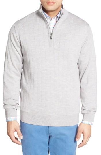 Men's Bobby Jones Windproof Merino Wool Quarter Zip Sweater - Grey