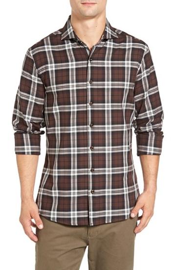 Men's Singer + Sargent Regular Fit Check Sport Shirt - Brown
