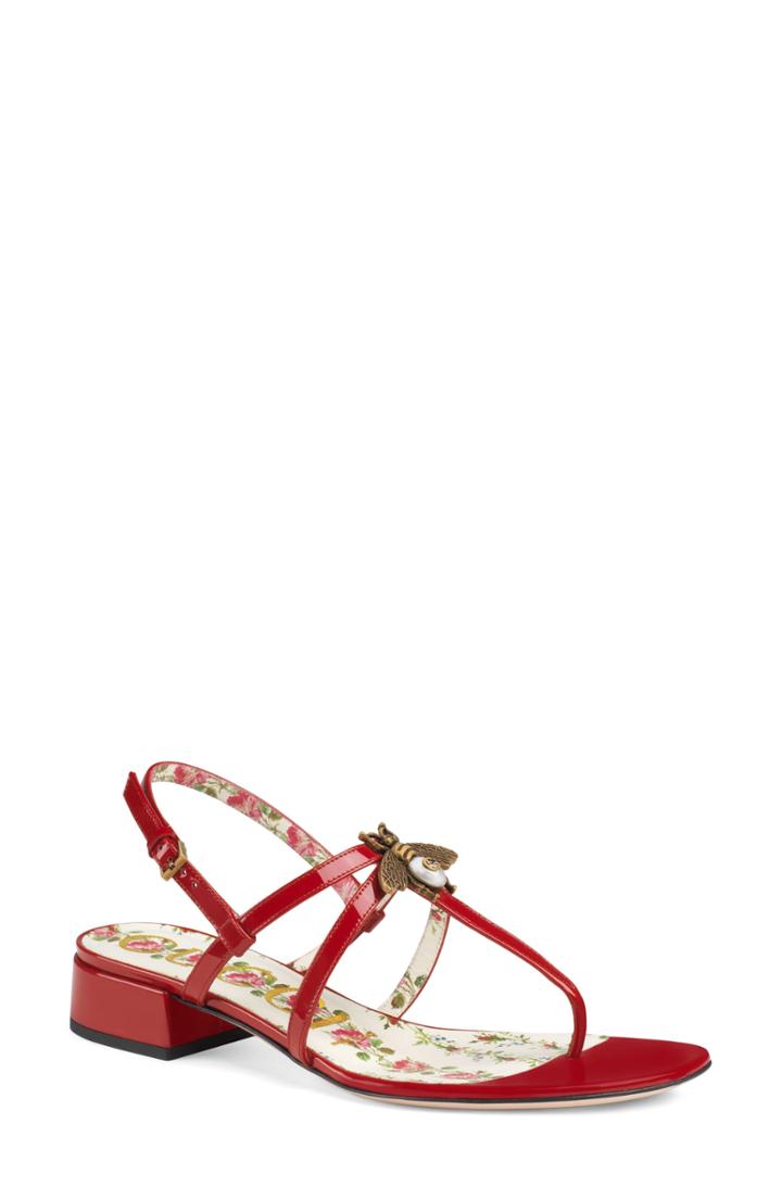Women's Gucci Bee Thong Sandal Us / 35eu - Red