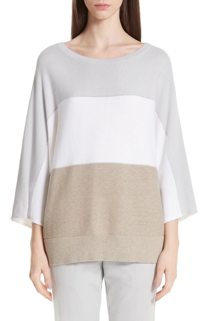 Women's Lafayette 148 New York Stripe Dolman Sweater - Blue