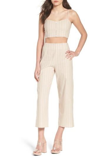 Women's Leith Stripe Crop Top - Beige