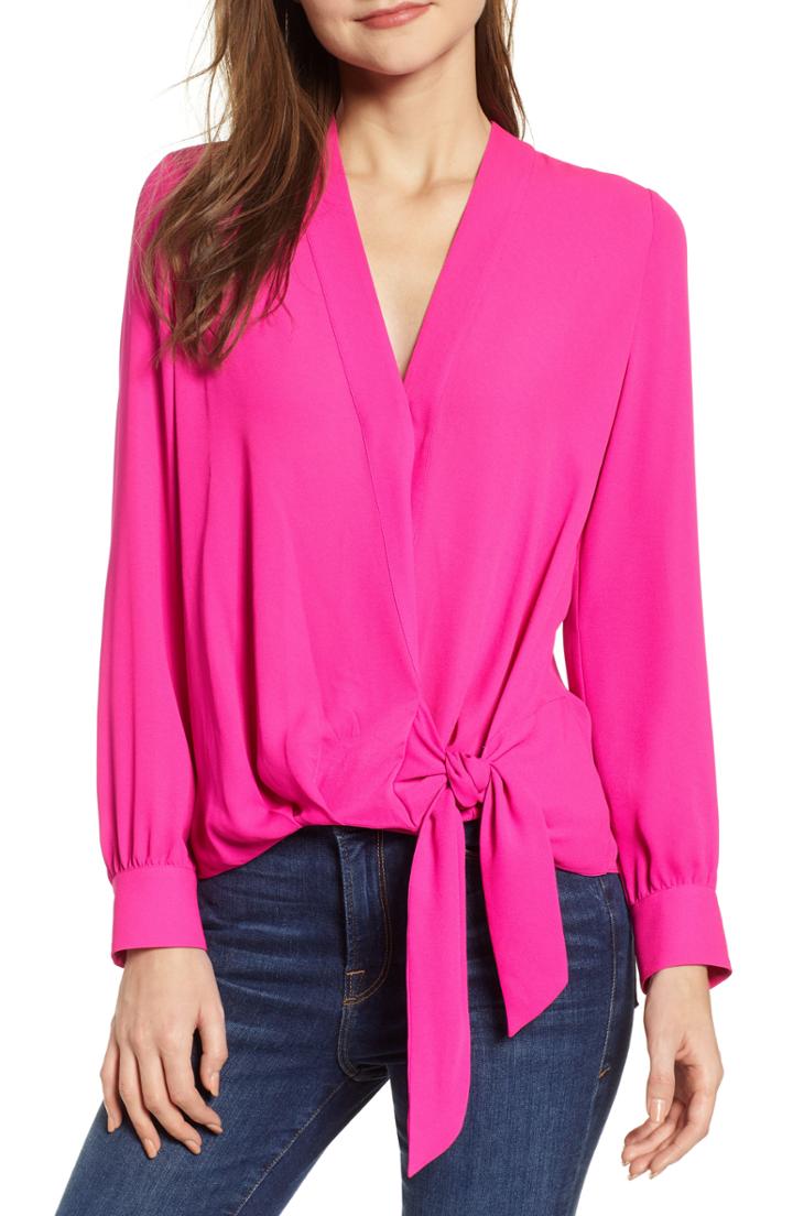 Women's Chelsea28 Tie Front Top - Pink