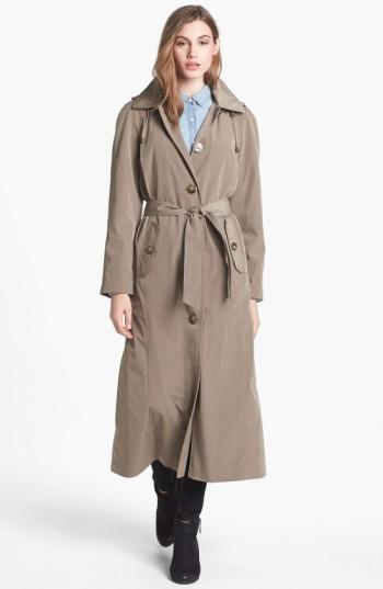 Petite Women's London Fog Long Trench Coat With Detachable Hood & Liner P - Beige