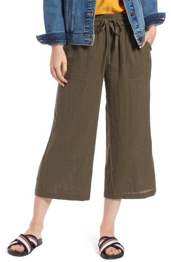 Women's Treasure & Bond Wide Leg Crop Pants - Green