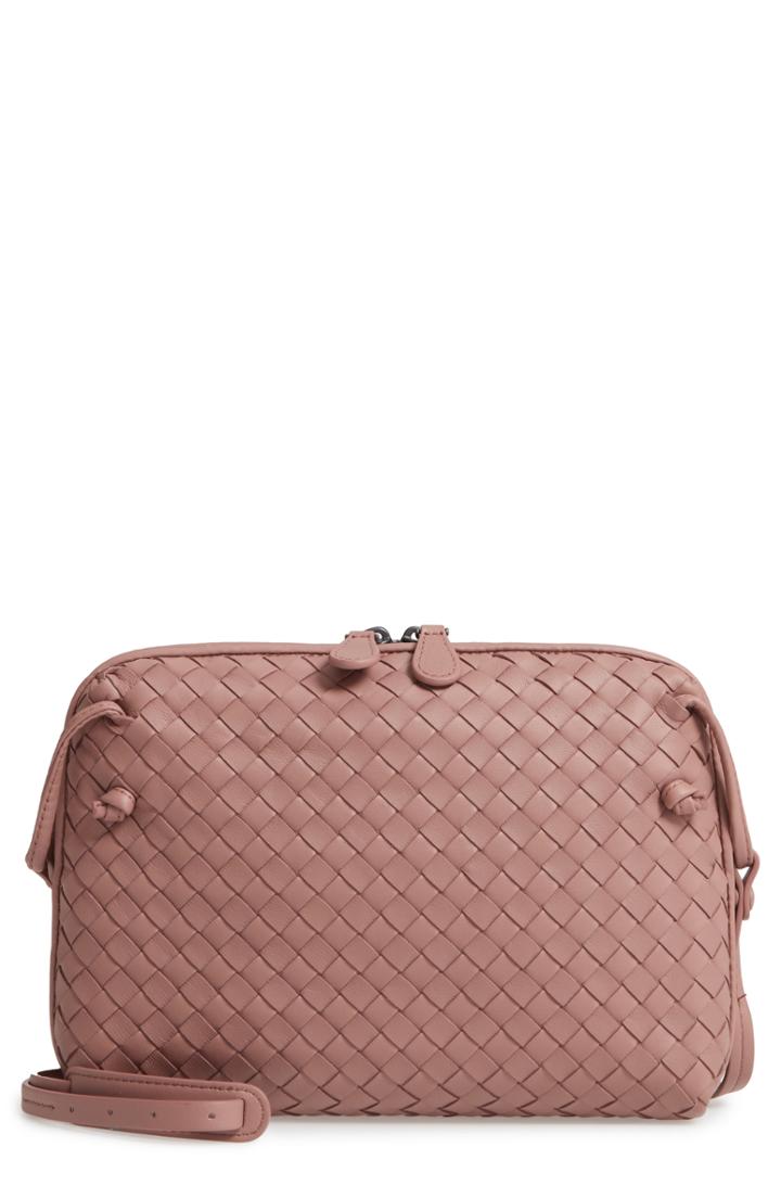 Bottega Veneta Nodini Woven Leather Crossbody Bag - Pink