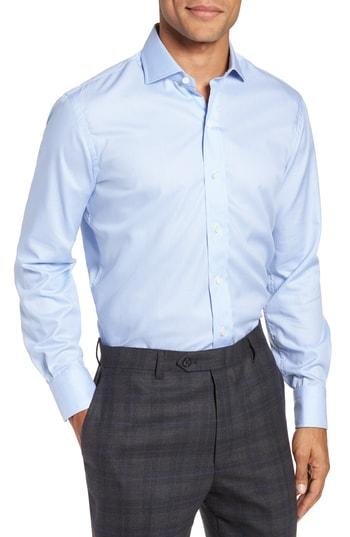 Men's Ledbury Easley Classic Fit Houndstooth Dress Shirt - Blue