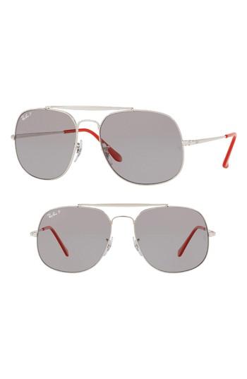 Women's Ray-ban 57mm Polarized Aviator Sunglasses - Silver