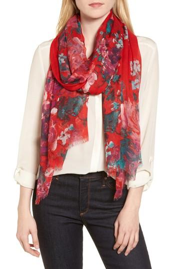 Women's Nordstrom Print Modal & Silk Scarf, Size - Red