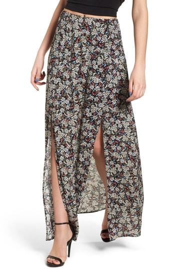 Women's Lost + Wander Flora Slit Front Maxi Skirt - Black
