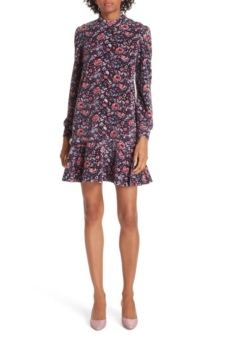 Women's La Vie Rebecca Taylor Floral Velour Fit & Flare Dress