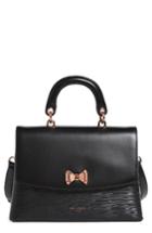 Ted Baker London Lady Bow Flap Top Handle Leather Satchel - Black