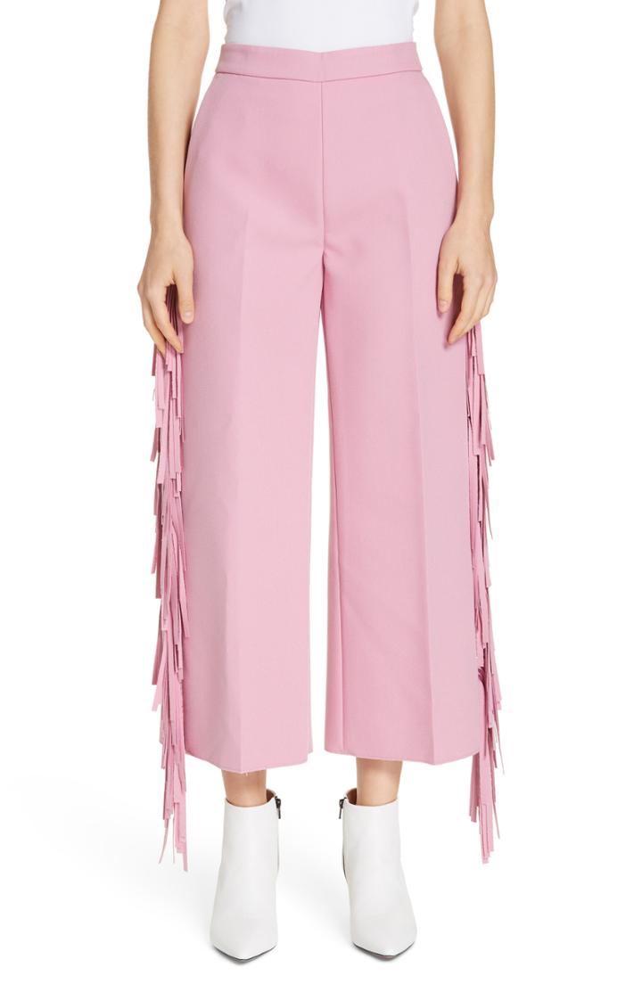 Women's Msgm Fringe Trim Crop Pants Us / 46 It - Pink