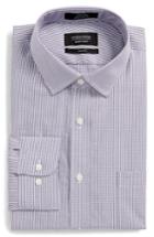 Men's Nordstrom Men's Shop Trim Fit No-iron Check Dress Shirt .5 32/33 - Burgundy