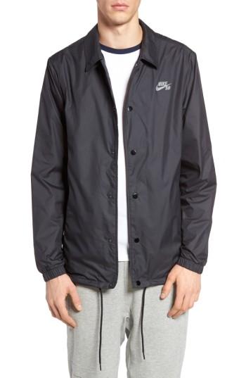 Men's Nike Sb Shield Coach's Jacket, Size - Black