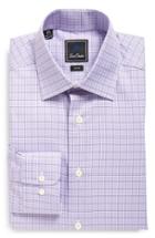 Men's David Donahue Trim Fit Check Dress Shirt .5 32/33 - Purple
