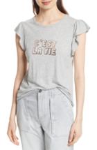 Women's La Vie Rebecca Taylor Foil Logo Flutter Sleeve Tee - Grey