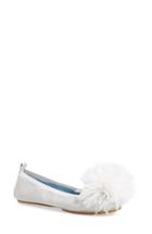 Women's Yosi Samra Marabou Feather Pompom Flat M - Metallic