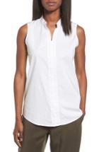 Women's Eileen Fisher Stretch Organic Cotton Classic Collar Tunic, Size - White