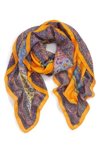 Women's Etro Paisley Modal & Cashmere Scarf, Size - Orange