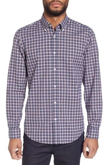 Men's Boss Lod Trim Fit Plaid Sport Shirt, Size - Blue