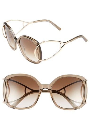 Women's Chloe 'jackson' 56mm Square Sunglasses - Light Turtledove