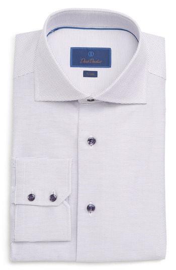 Men's David Donahue Trim Fit Stripe Dress Shirt .5 - 34/35 - Purple
