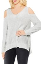 Women's Two By Vince Camuto Cold Shoulder V-neck Sweater - Grey