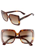 Women's Gucci 54mm Gradient Square Sunglasses - Havana/cry/ Brown Gradient