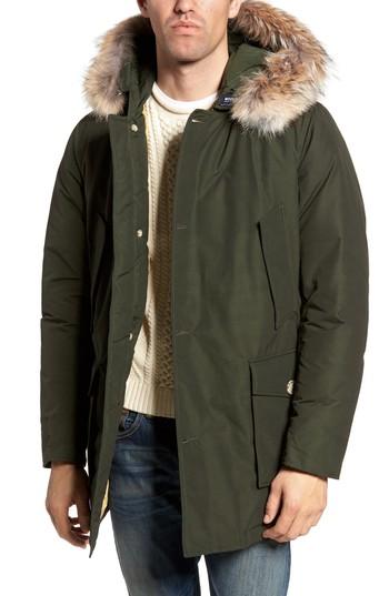 Men's Woolrich John Rich & Bros. Arctic Parka With Genuine Coyote Fur Trim - Green