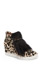 Women's Linea Paolo Fifi Genuine Calf Hair & Faux Fur Wedge Sneaker M - Black