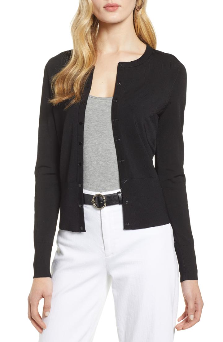 Women's Halogen Snap Front Cardigan - Black