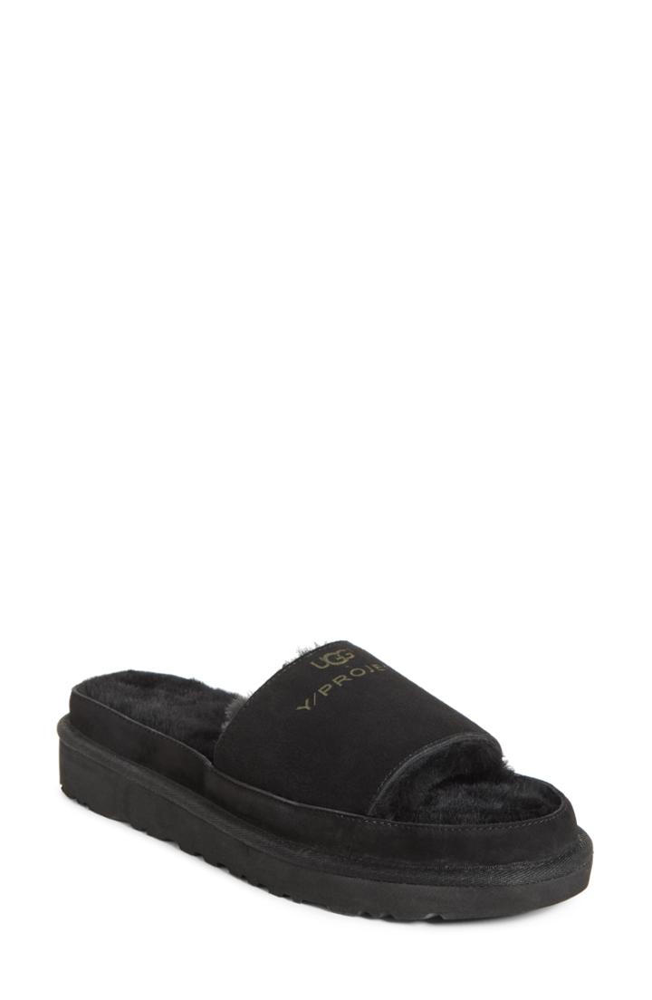 Men's Y/project X Ugg Genuine Shearling Slide Sandal Us / 42eu - Black