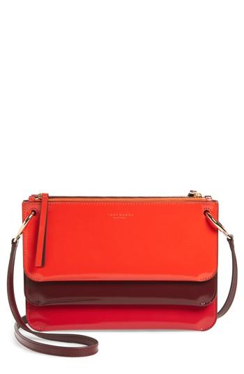 Tory Burch Leather Accordion Crossbody Bag - Red