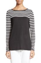 Women's St. John Collection Stripe Mesh Inset Top