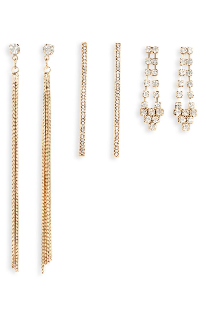 Women's Bp. Set Of 3 Crystal Earrings