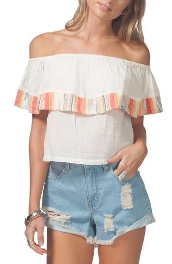 Women's Rip Curl White Sands Off The Shoulder Crop Top - White