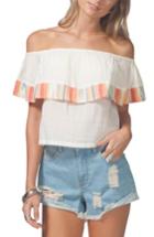 Women's Rip Curl White Sands Off The Shoulder Crop Top - White