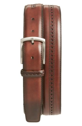 Men's Magnanni 'guodi' Leather Belt - Mid Brown
